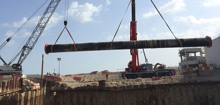 Installation of Onshore 2000mm diameter  spool section at Barka Desalination Plant Oman